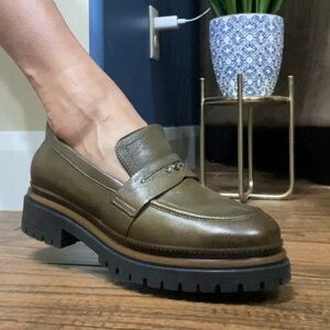 Miz Mooz Olive Leather Loafers